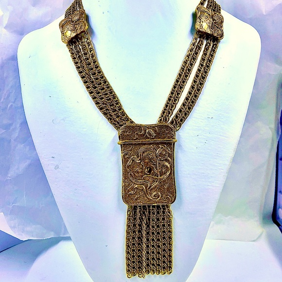 Vintage LUCIEN PICCARD Repousse Style Necklace